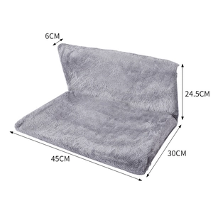 Detailed dimensions of the grey plush cat hammock bed showing 45x30x24.5cm measurements