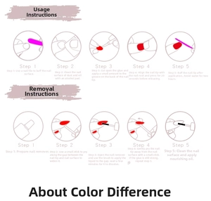 Detailed guide for press-on nails application including polishing and removal steps