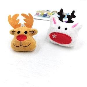 Cartoon plush Christmas pins featuring elk and snowman shapes for bag decoration