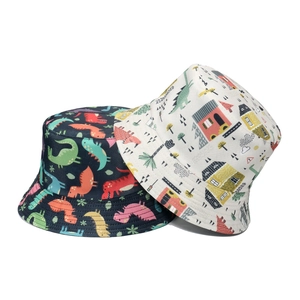 Cartoon Animal Graphic Printed Bucket Hat Polyester Sun Protection Outdoor Travel Fisherman Hat Unisex