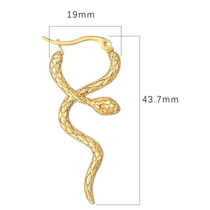 Boucles d'oreilles serpent vintage en acier doré de 43,7 mm de long et 19 mm de large