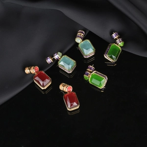 Geometric Zircon Dangle Earrings Gold Plated Copper With 925 Sterling Silver Earring Post Vintage Luxury Jewelry For Women