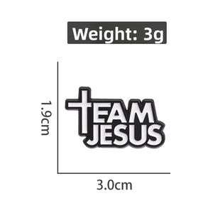 Team Jesus enamel cross pin badge brooch jewelry measuring 3.0cm by 1.9cm and 3g weight