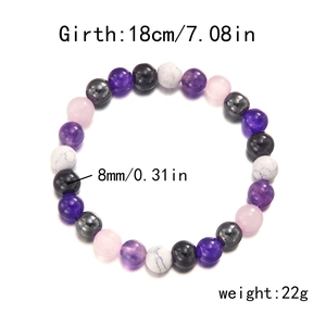 Handmade 8mm gradient natural stone beaded bracelet with amethyst and crystal beads