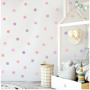 Bohemian watercolor polka dot wall stickers for nursery decor in soft macaron colors