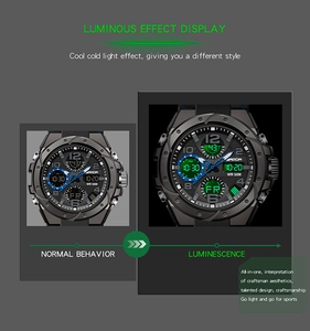 Dual-display digital sport watch featuring high-tech luminous backlight and 50M waterproof