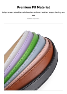 Macro shot of multi-color PU leather belts with detailed stitching and matte texture