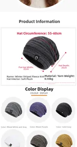 Größenangaben für Winterstrickmütze mit Fleecefutter, Kopfumfang 55-60cm, diverse Farben