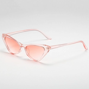 Stylish pink cat-eye sunglasses with transparent resin frames for a trendy retro look
