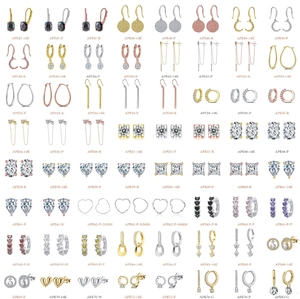Grid layout showing S925 sterling silver earrings with zircon and pearl details