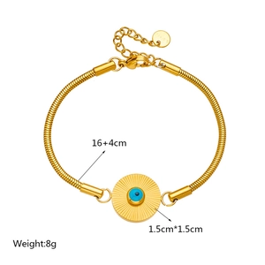 Bracciale a catena serpente in acciaio dorato con ciondolo a stella e occhio del male