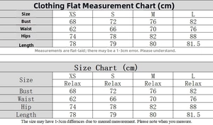 Detailed size chart for bodycon mini dress showing bust, waist and hip measurements in cm