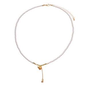Collier de perles rétro avec pendentif gourde dorée et breloque en zircone étincelant