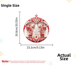 Christmas paper cutout wall sticker dimensions shown as 26.8cm height and 23.2cm width