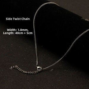 Detail of 1.8mm stainless steel curb chain with lobster clasp and extension
