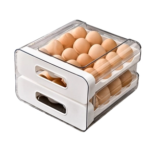 Double-layer drawer egg storage box in transparent PET and white food-grade PP material