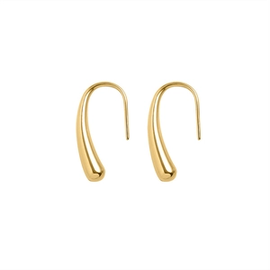 Minimalist golden teardrop titanium steel hook earrings with a polished mirror finish