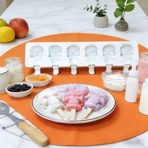 Moule À Popsicle Crâne Yeux En Cœur Silicone Alimentaire Machine À Glace Pour Desserts DIY Halloween Facile À Démouler