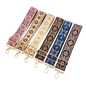 Bag Strap Wide Adjustable Replacement Shoulder Crossbody Strap Jacquard Embroidered Ethnic Floral Vintage Pattern