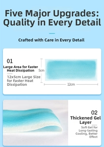 Détail du patch de gel rafraîchissant 12x5cm montrant la couche de maille bleue épaisse