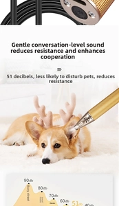 Vue détaillée de la tondeuse pour animaux silencieuse 51dB avec lumière LED intégrée