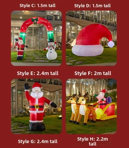 Various giant inflatable Christmas decorations with built-in lights for outdoor gardens