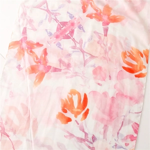 Colorful watercolor floral print scarf with soft tassels and artistic ink pattern