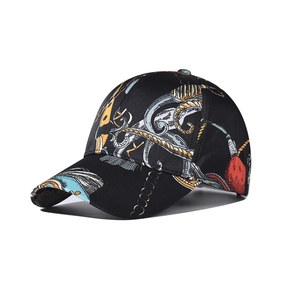 Baroque Chain Print Baseball Cap Luxury Satin Luster Retro European Palace Style Outdoor Sun Hat For Men Women Adjustable