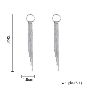 Elegant rhinestone tassel drop earrings with round top for bridal and evening wear