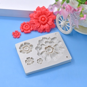 Daisy flower silicone mold for fondant chocolate and cake decoration with floral shapes
