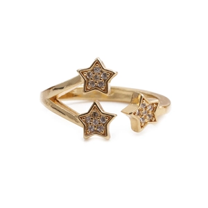 Adjustable gold star ring featuring copper micro-pave cubic zirconia for women