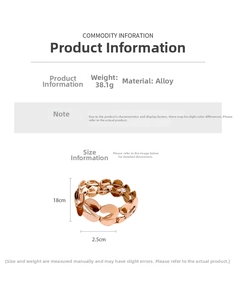Detail view of rose gold S-shaped link bracelet showing dimensions and 18cm circumference
