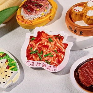 Realistic resin Chinese cold pig ear food fridge magnet with intricate culinary details