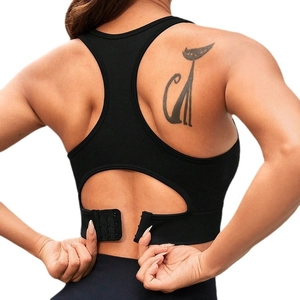 Soutien-gorge de sport noir à impact élevé avec dos ajouré et fermeture à agrafes réglable