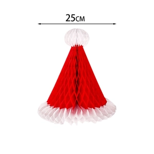 25cm red and white honeycomb paper Christmas hat hanging decoration for party
