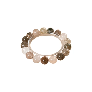 Bracelet minimaliste en quartz rutilé synthétique multicolore avec perles rondes
