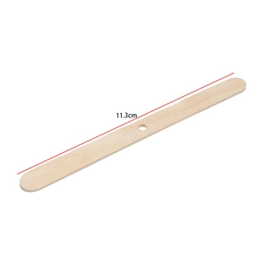 Detailed view of 11.3cm wooden candle wick centering tool with a central hole for DIY