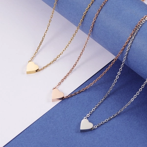 Heart Pendant Necklace 304 Stainless Steel Mirror Polished Dainty Link Chain Jewelry Minimalist Gift For Women