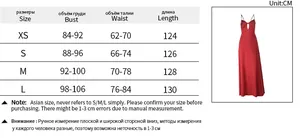 Detailed size chart for sexy backless vacation dress showing bust and length measurements