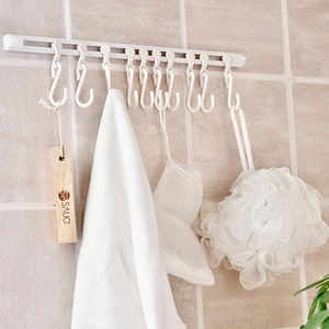 Binario scorrevole bianco a parete con ganci regolabili per cucina e bagno organizzazione