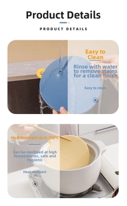 Close-up of heat-resistant silicone lids withstanding 250°C and easy cleaning features