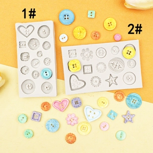 Silicone Button Mold DIY Baking Cake Decoration Chocolate Jelly Heart Star Round Multi Shape Candy Tool