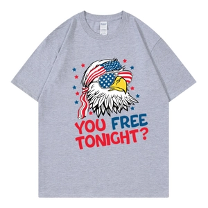 Light gray t-shirt with eagle and American flag print for Independence Day