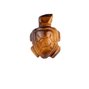 Tiger eye stone sea turtle carving, natural gemstone ocean animal figurine on white background