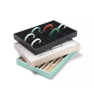 Three-tier velvet jewelry display trays for bangles and bracelets in assorted colors