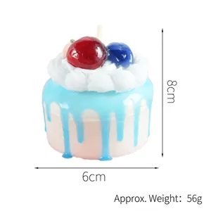 Realistic PU artificial cake model with fake cream and cherry for shop window display
