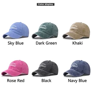 Washed cotton baseball cap with Los Angeles embroidery in six vintage colors