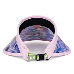 Visière enfant rose avec bord en PVC violet transparent et boucle réglable 3D cartoon