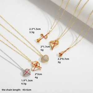 Vintage rose and heart pendants necklace in gold and silver finish for women