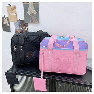 JK uniform handbags with heart-shaped clear window and matching coin purses for anime fans